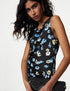 Satin Floral Cowl Neck Midi Column Dress